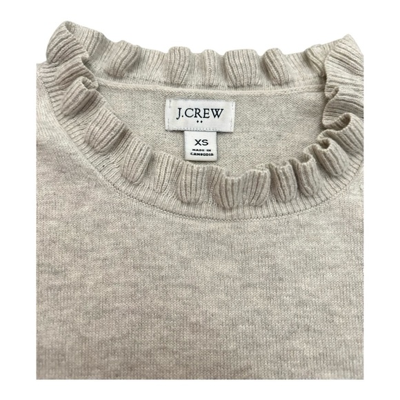 J. Crew Light Gray Ruffled Neck Sweater - Picture 9 of 9